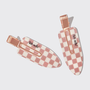 KITSCH XL Creaseless Hair Clips 2pc Terracotta Checker — Product